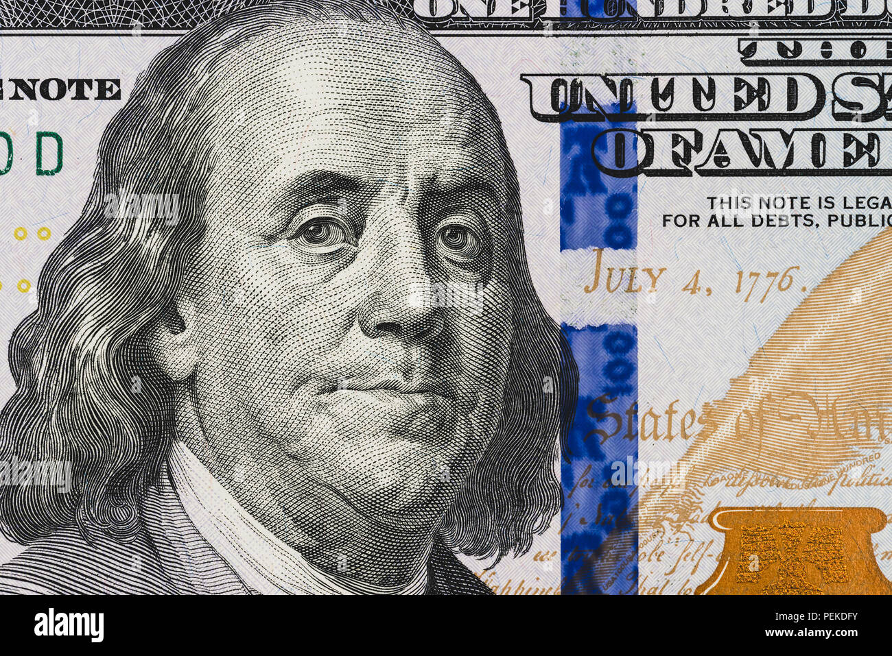 One hundred dollar bill close up Stock Photo