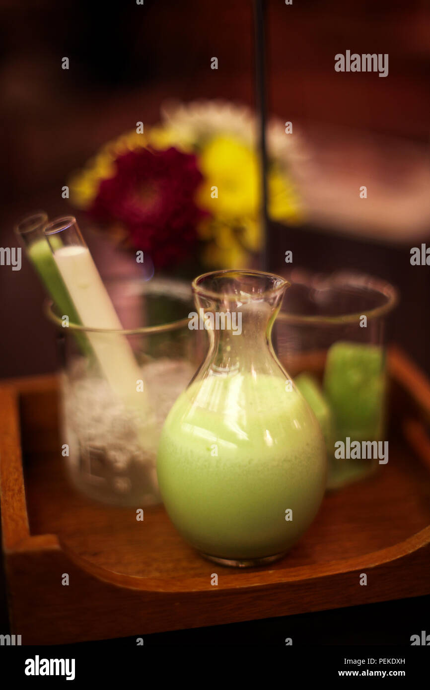 Green Matcha Latte Stock Photo
