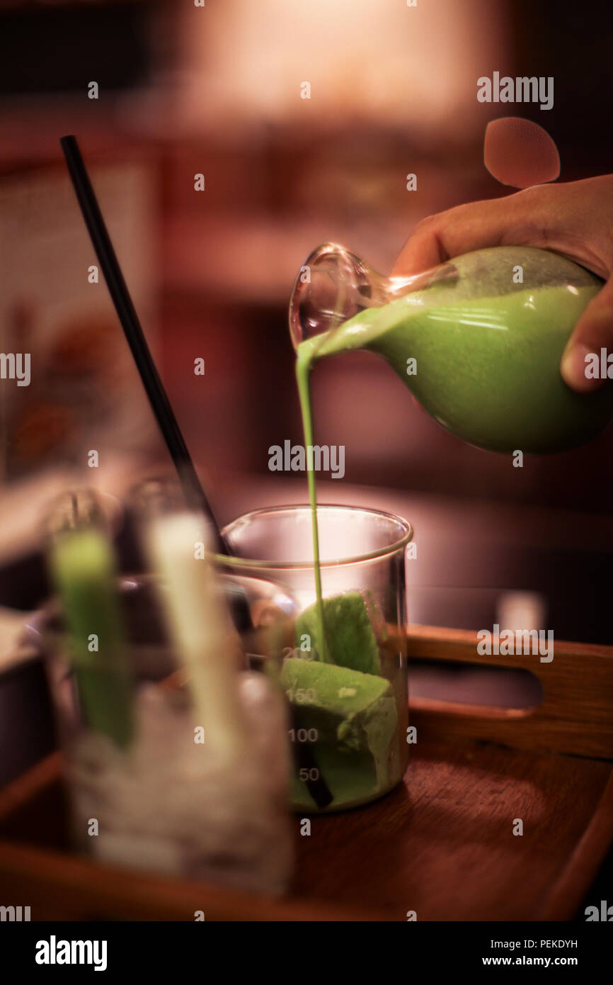 Green Matcha Latte Stock Photo