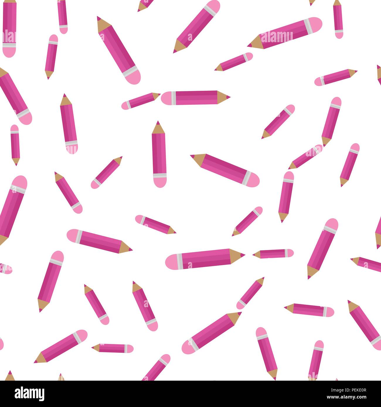 Vector illustration. Seamless pattern of colored pencils randomly Stock Vector