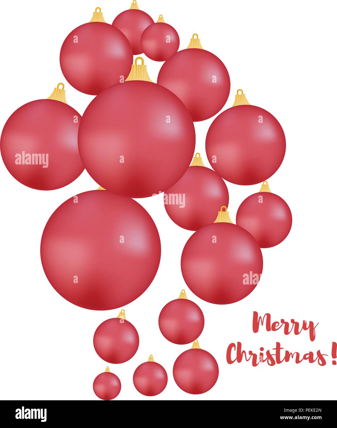 Vector illustration. Set of red balls on a Christmas tree. Merry ...