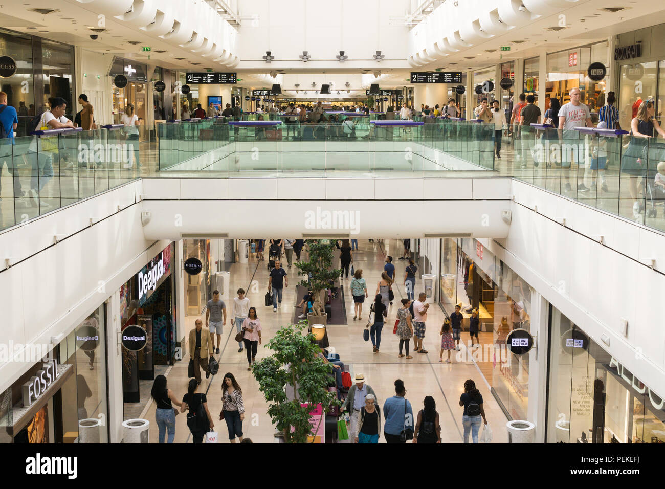 Interior of Les Quatre Temps shopping mall in La Defense area of Paris, France. Stock Photo