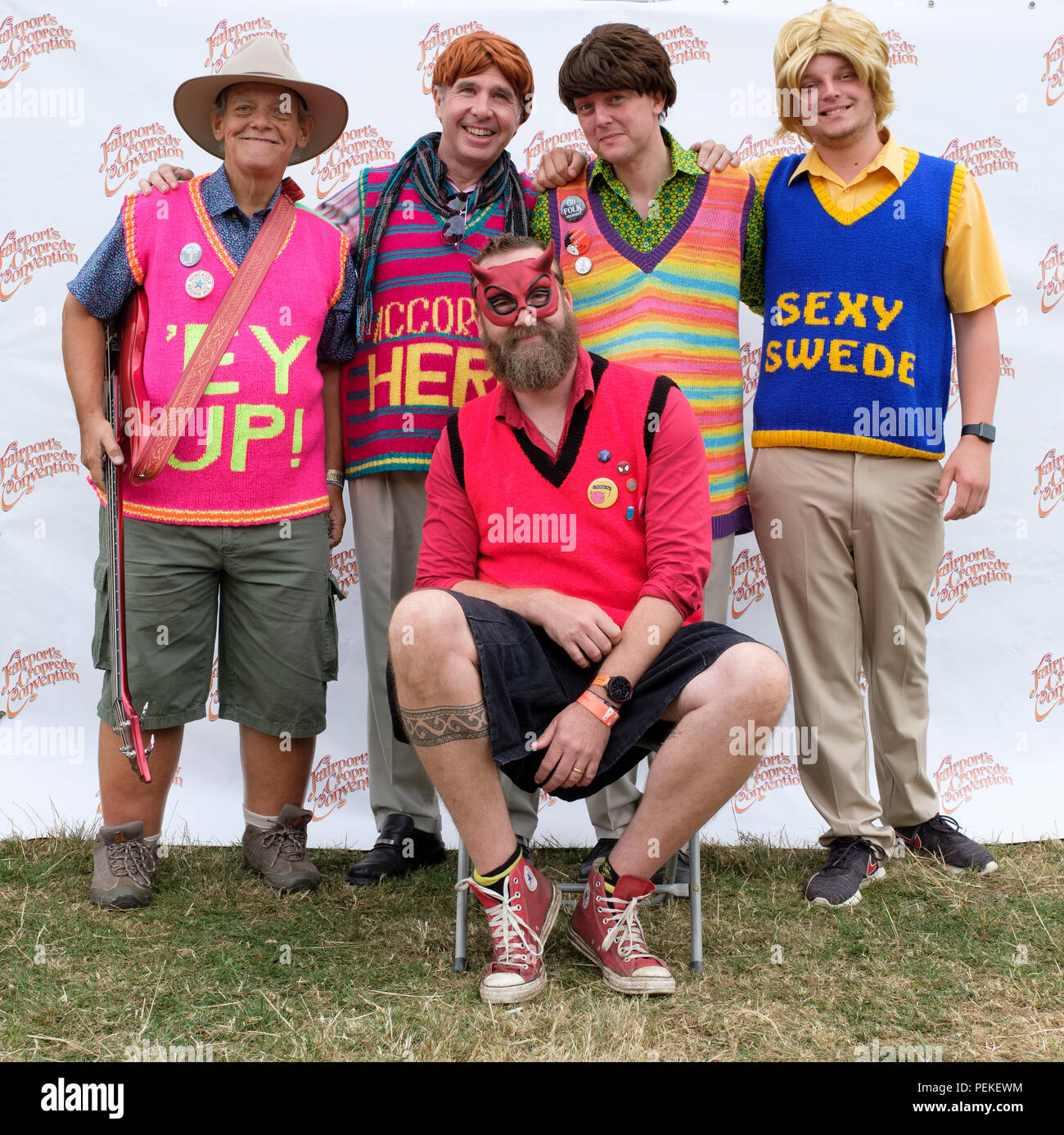 The Bar Steward Sons of Val Doonican backstage at Fairport’s Cropredy Convention, England, UK. August 11, 2018 Stock Photo