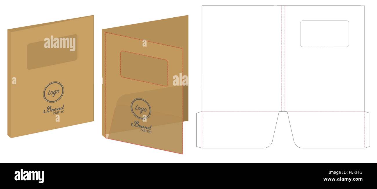 Folder Die Cut Mock Up Template Vector Stock Vector Image Art Alamy