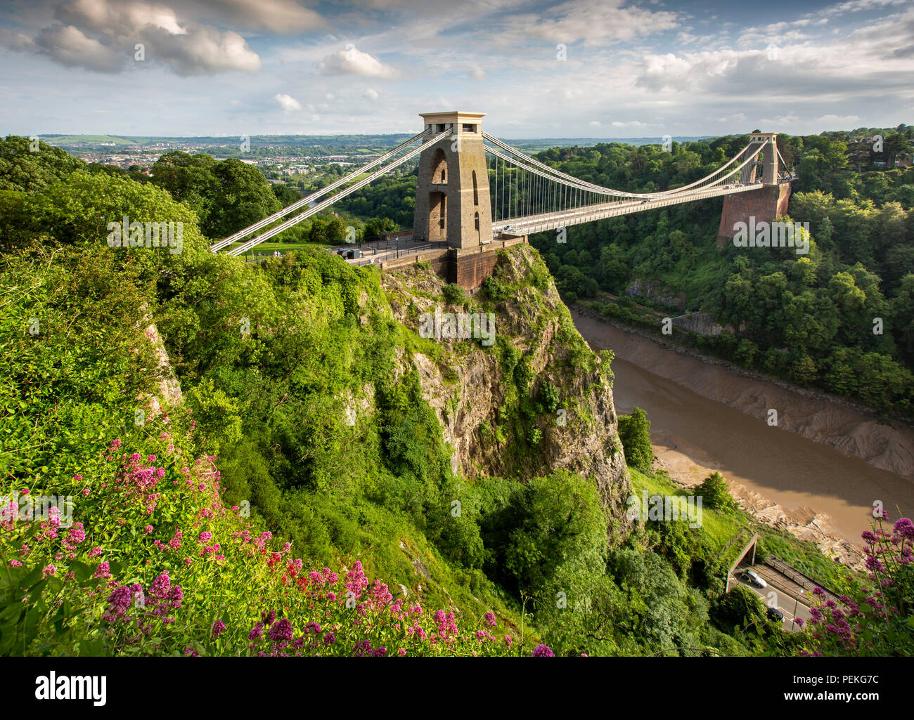 xUK, England, Bristol, Brunels Clifton Suspension bridge across Avon Gorge Stock Photo