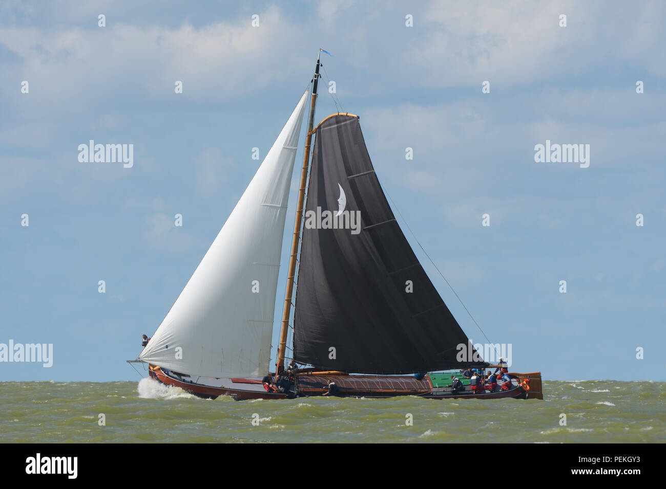 Sailing ship aka skûtsje during a regatta on the IJsselmeer near