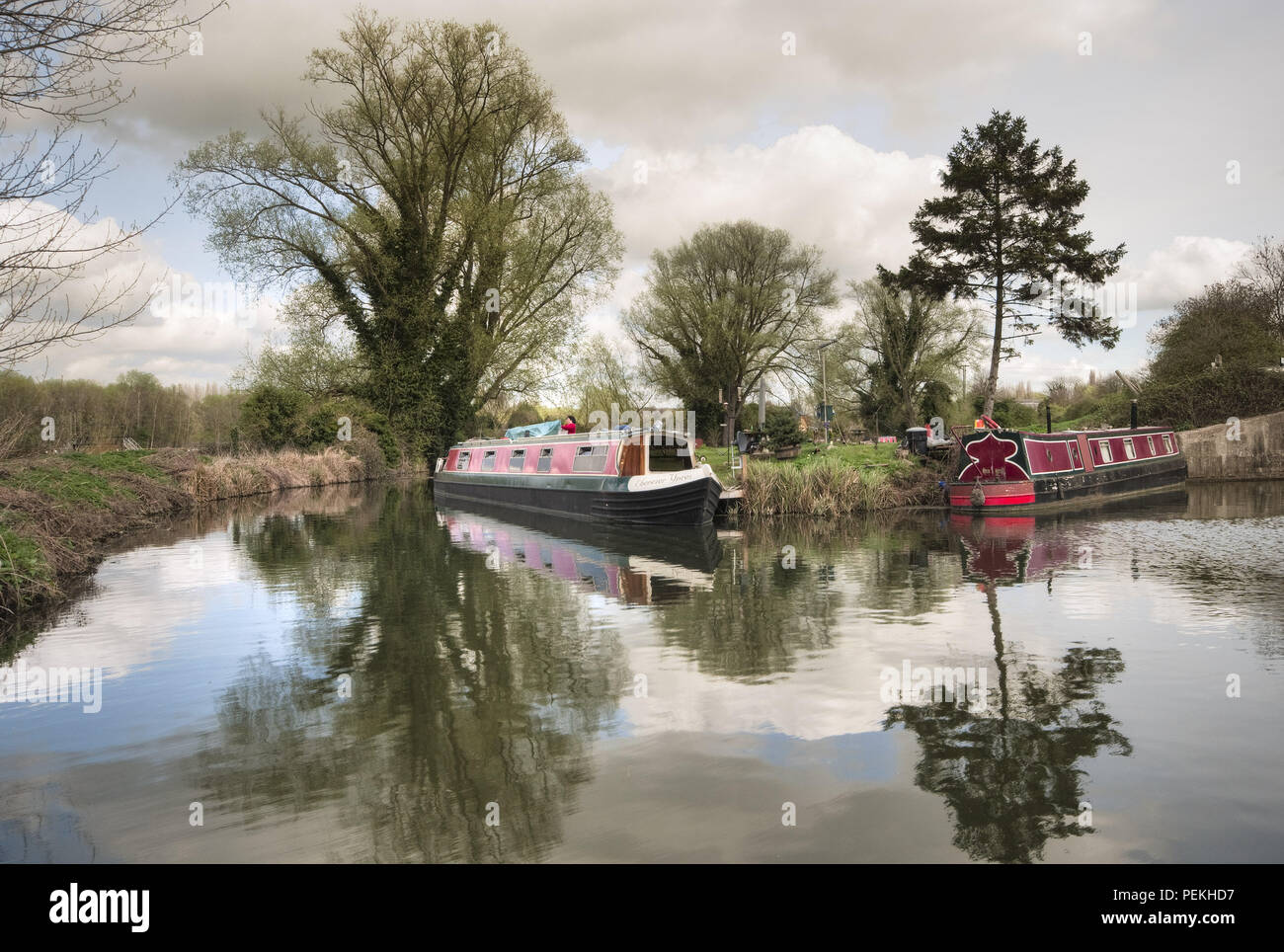 Houseboats on the River Lea Hertfordshire United Kingdom Stock Photo