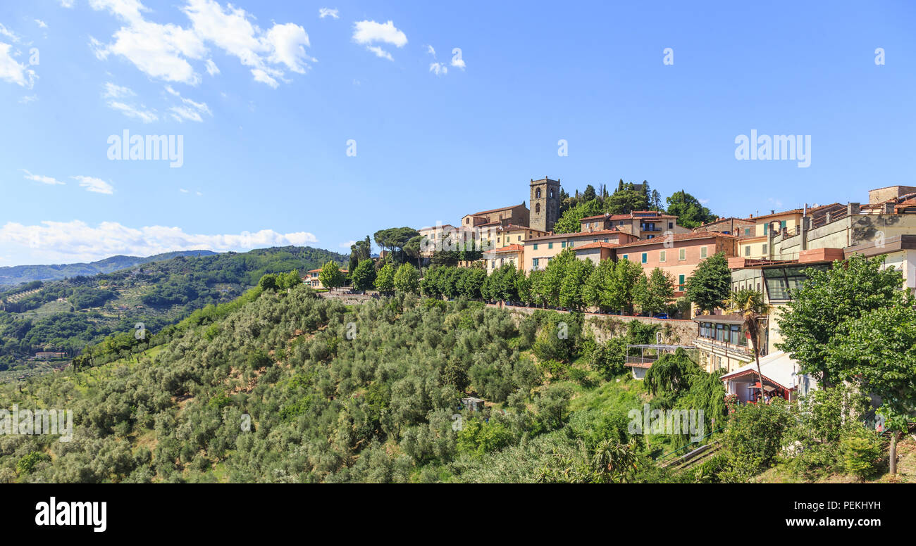 Montecatini Terme, Tuscany, Italy - Panorama of Montecatini Alto (old town) Stock Photo