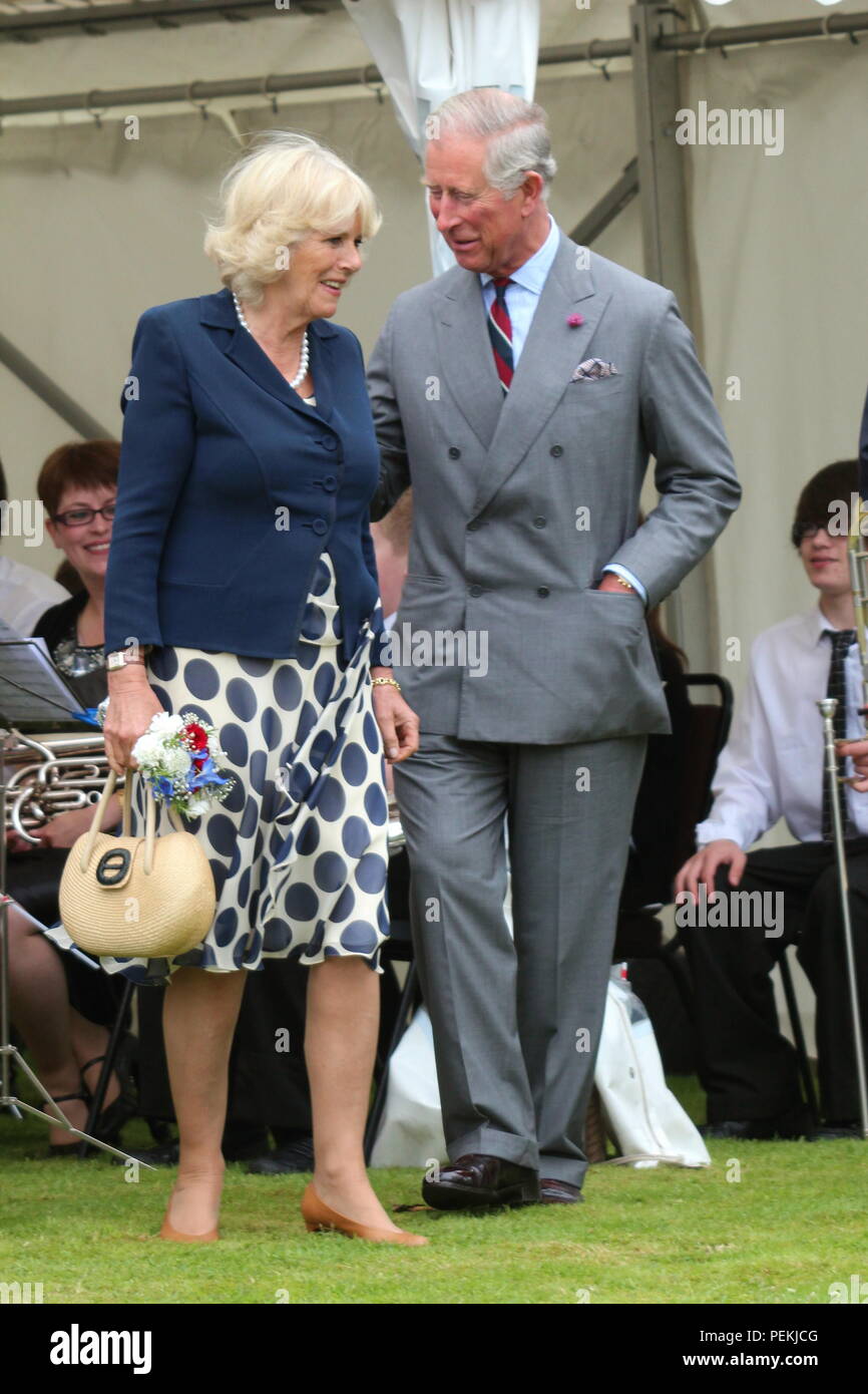 Prince Charles and Camilla. The Duchess of Cornwall visiting St Asaph Cathedral, Wales Stock Photo