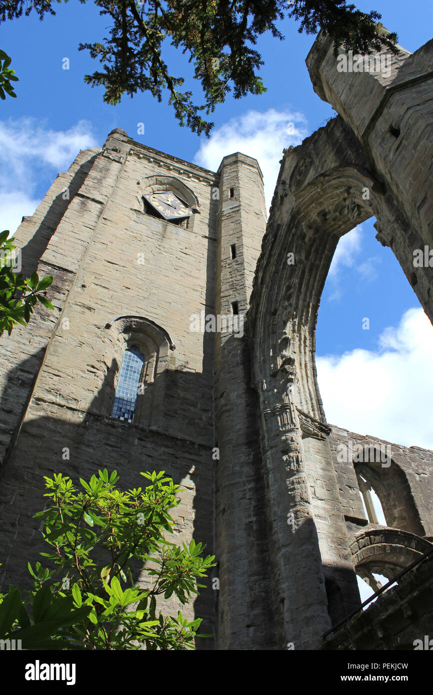 Exterior view of the tower and ruined part of Dunkeld Cathedral in Perth and Kinross, Scotland. Stock Photo