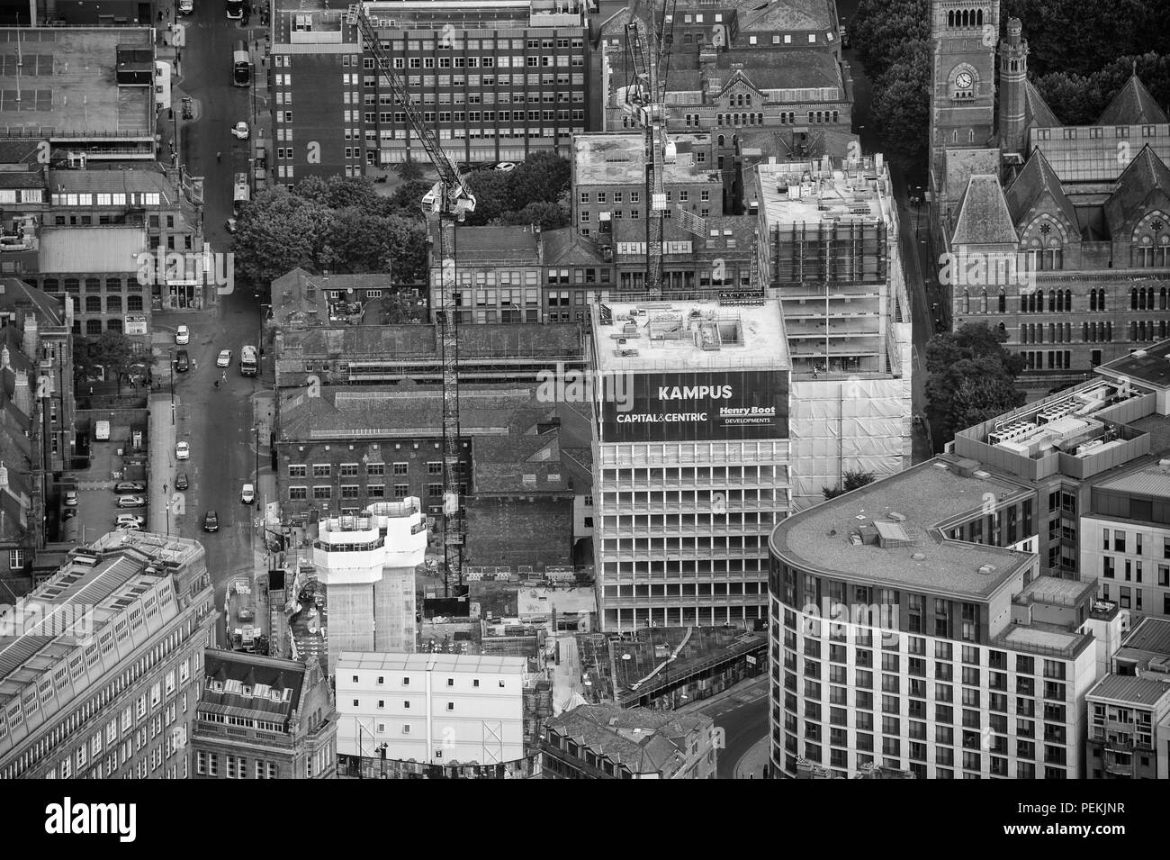 Manchester City Centre black and white aerial photo Stock Photo Alamy