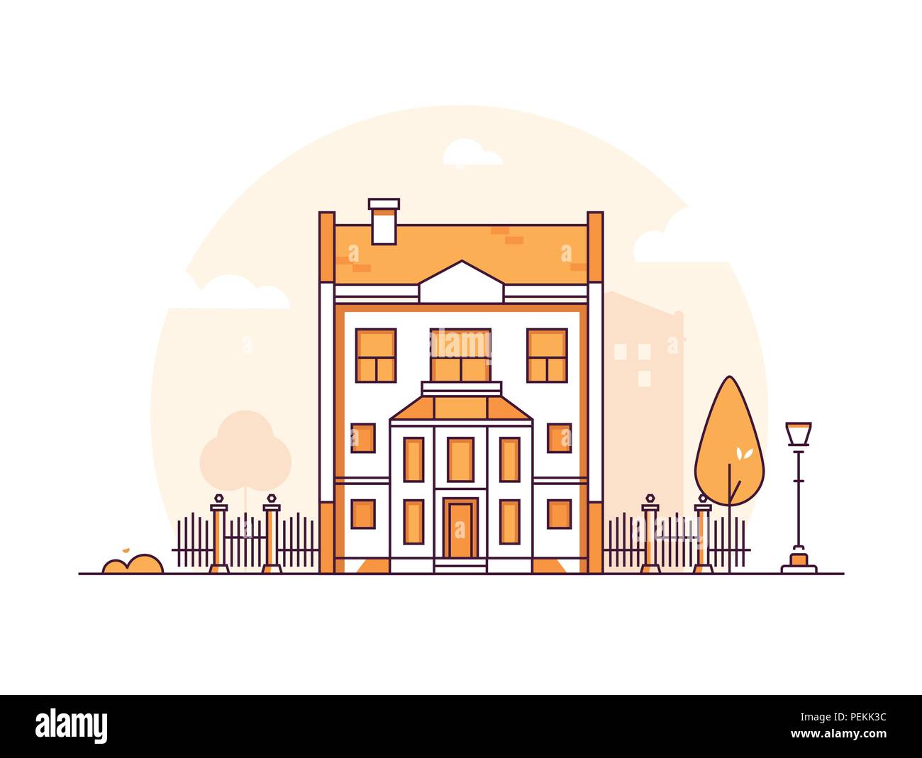 Apartment house - modern thin line design style vector illustration ...