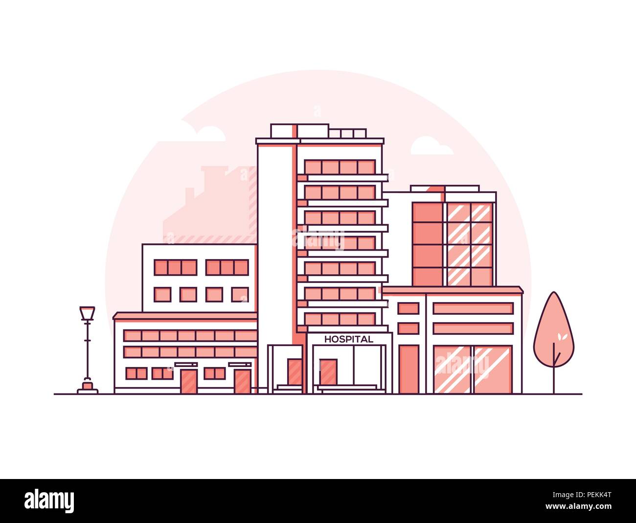 Hospital building - modern thin line design style vector illustration Stock Vector