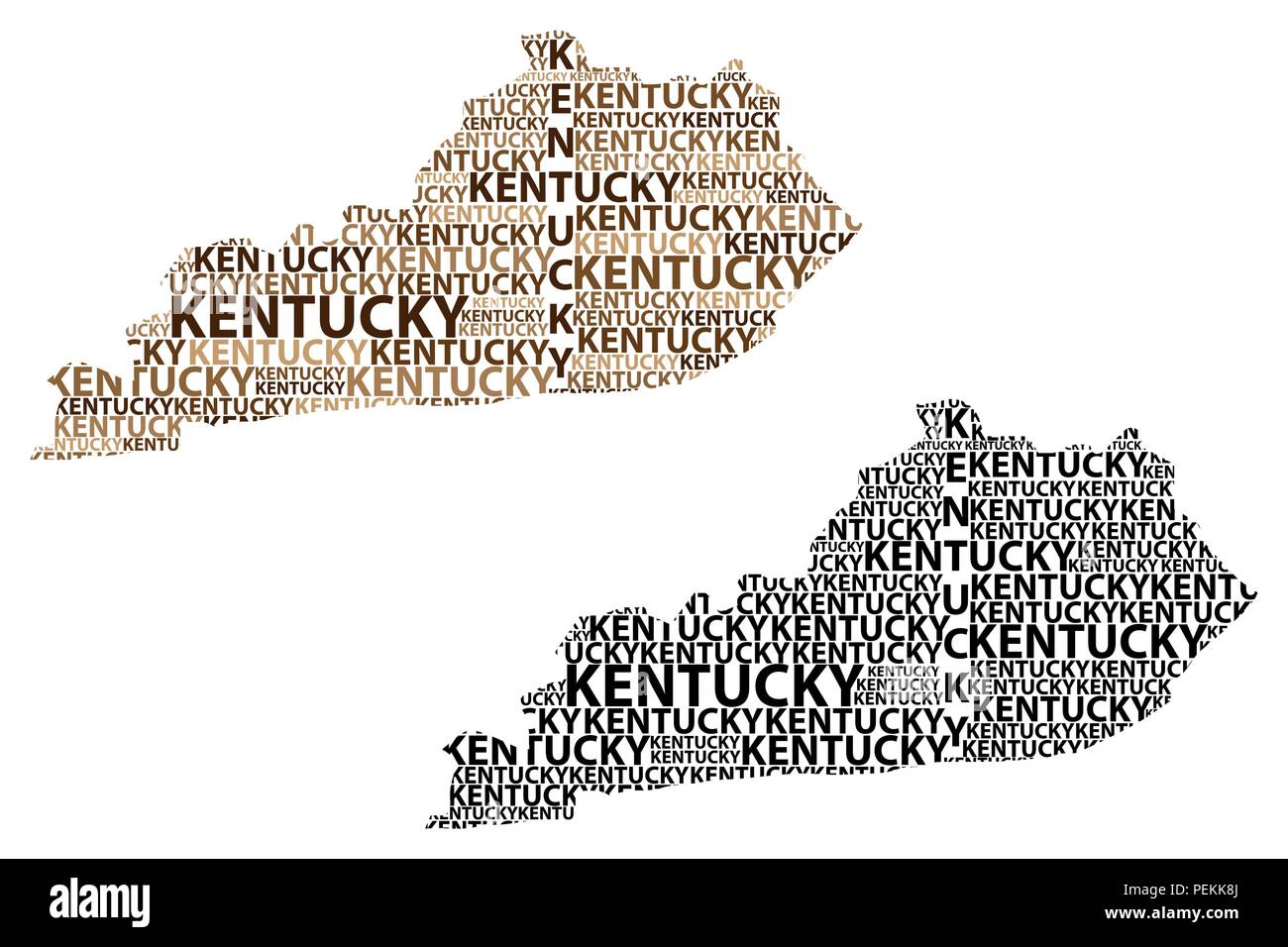 Sketch Kentucky (United States of America) letter text map, Kentucky ...