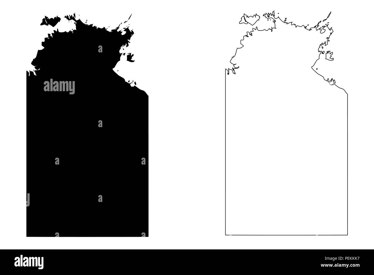 Northern Territory (Australian states and territories, NT) map vector illustration, scribble sketch Northern Territory map Stock Vector