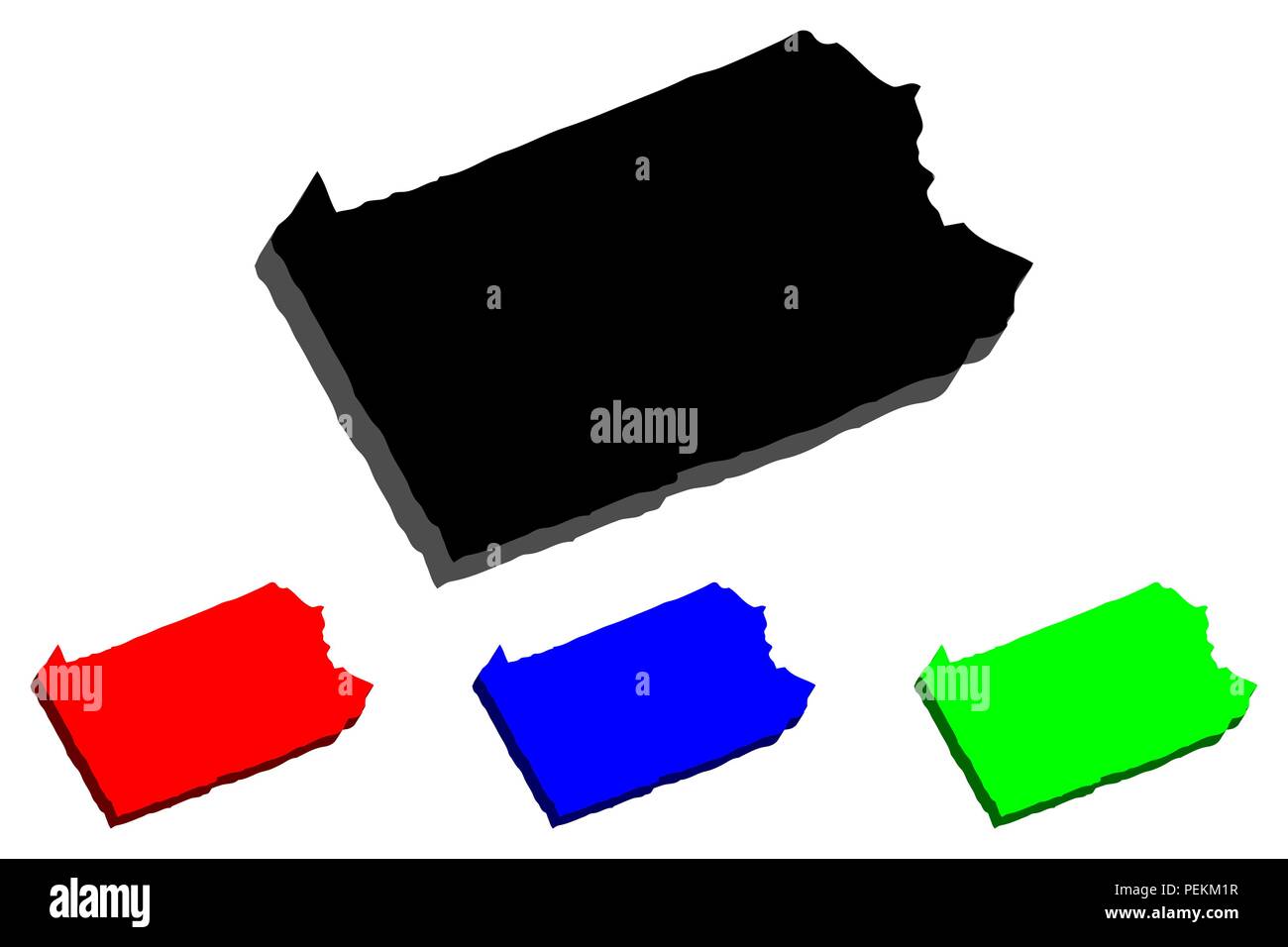 3D map of Pennsylvania (United States of America, Commonwealth of