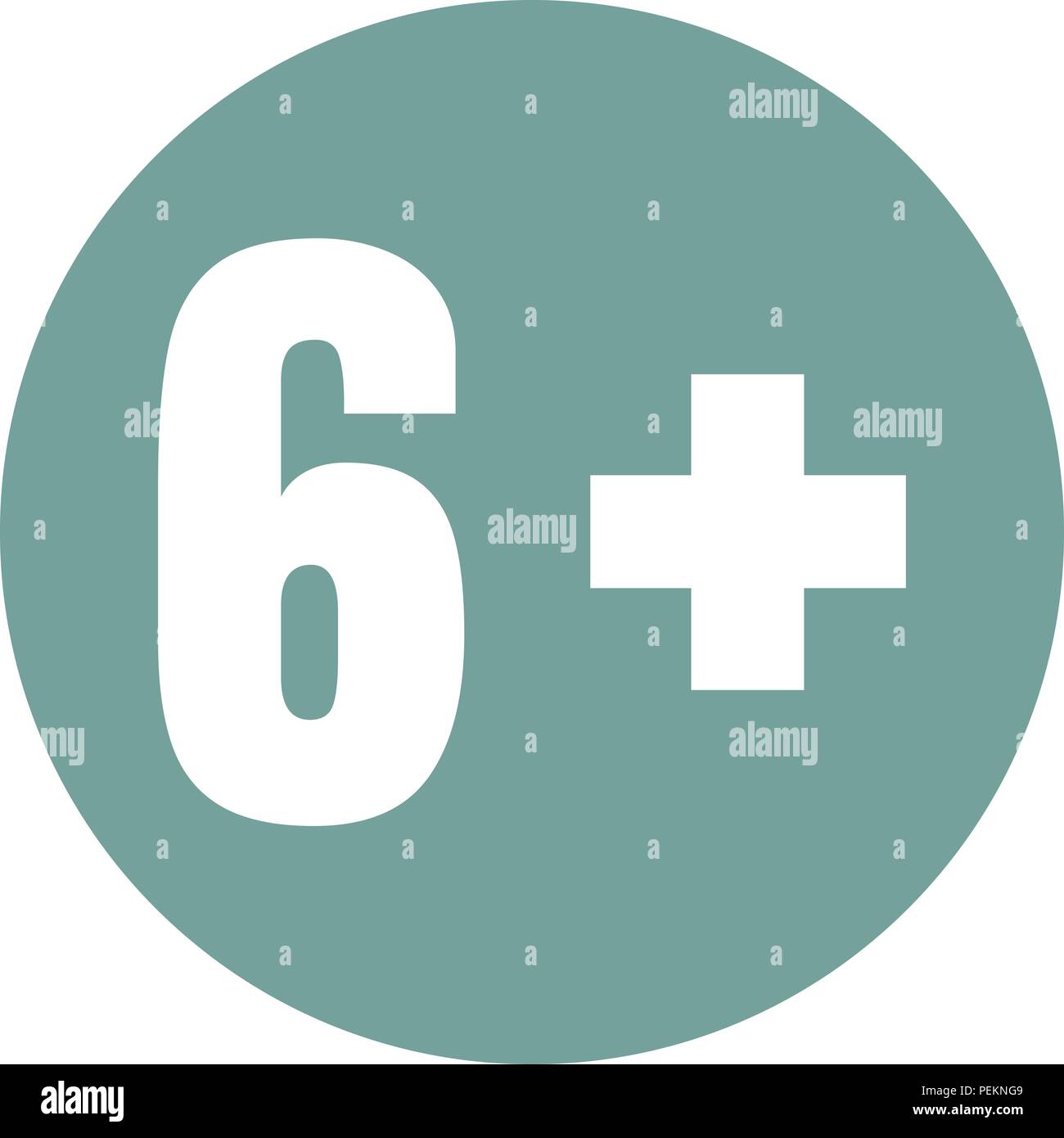 Limit age icon on blue background. Icons age limit from six, vector flat illustration Stock