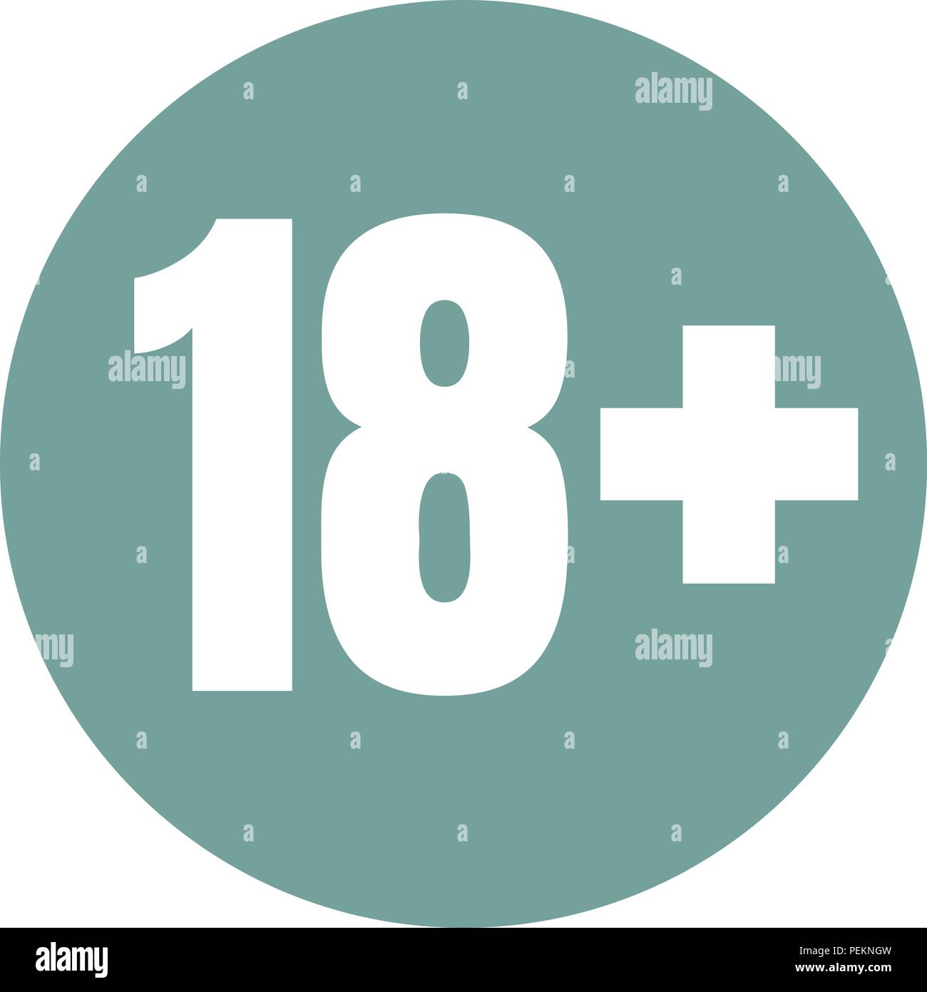 Limit age icon on blue background. Icons age limit from 18, vector flat