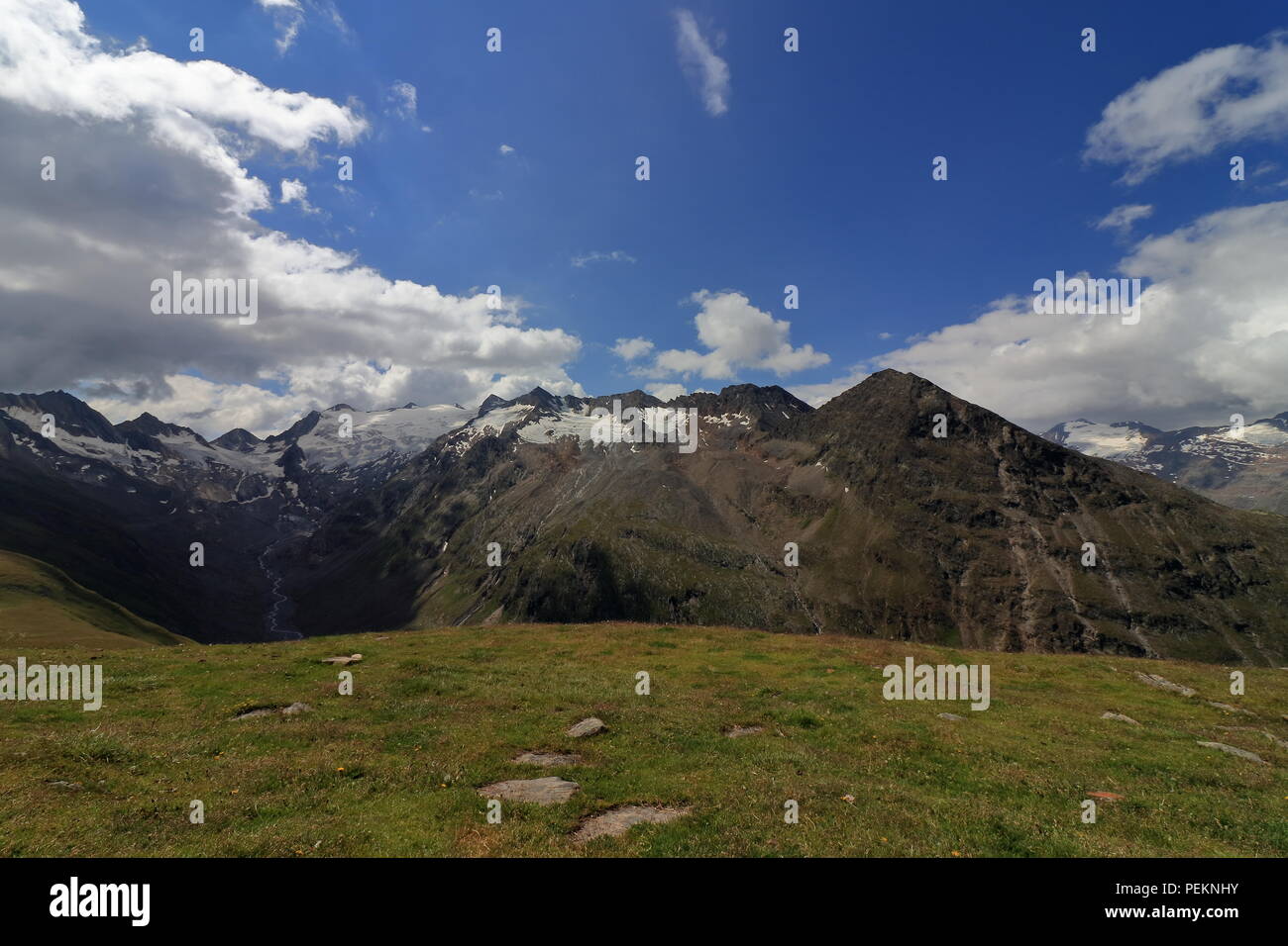 Glacier landscape panorama near Obergurgl, Oetztal in Tyrol, Austria. Stock Photo