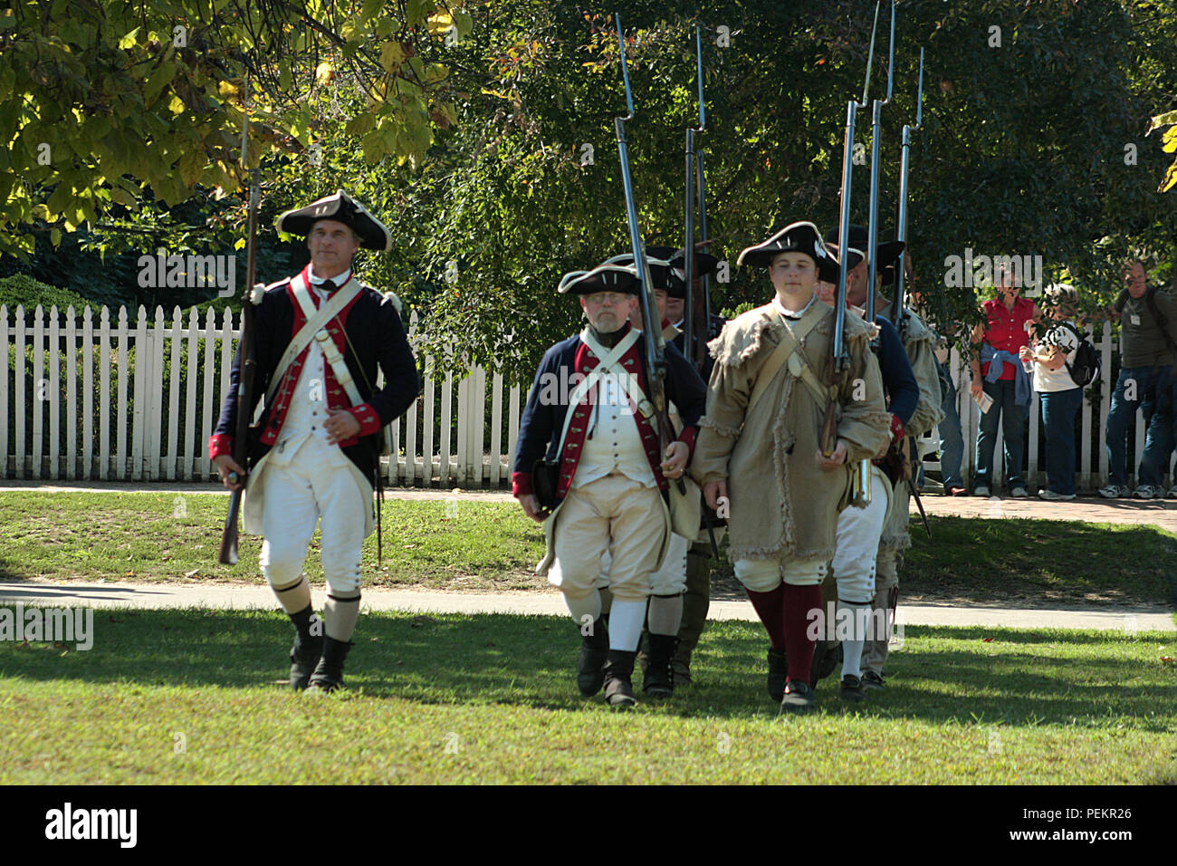 Continental army during the American Revolution. Historical reenactment at Colonial Williamsburg, Virginia, USA. Stock Photo
