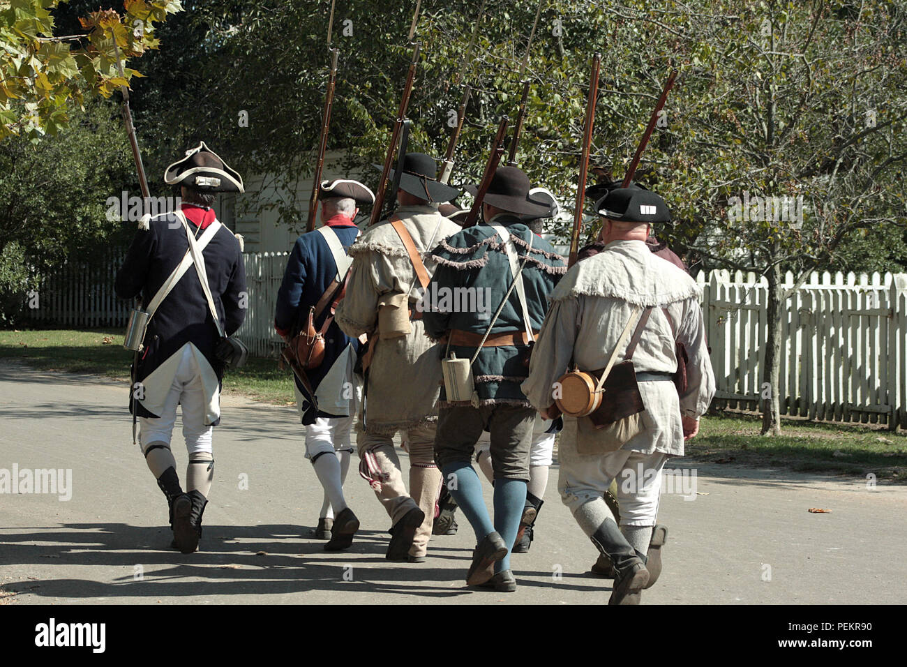 Continental army during the American Revolution. Historical reenactment at Colonial Williamsburg, Virginia. Stock Photo