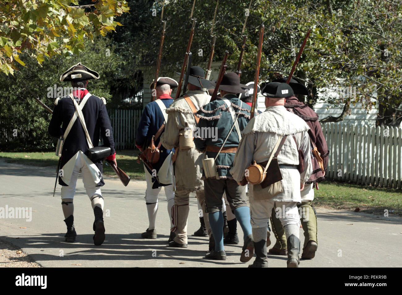 Continental army during the American Revolution. Historical reenactment at Colonial Williamsburg, Virginia, USA Stock Photo
