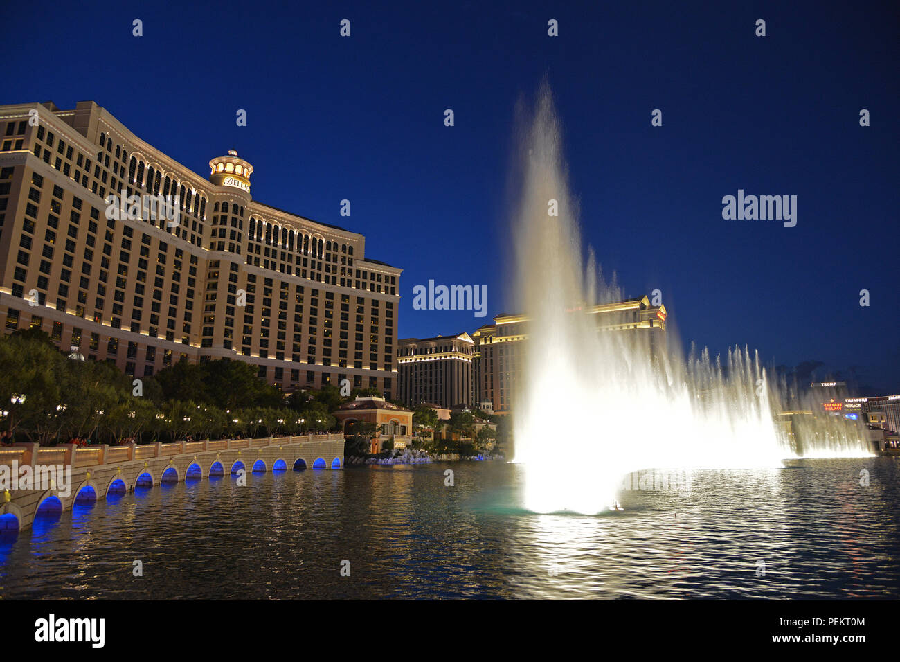The Bellagio Hotel water fountains on the Las Vegas strip,  Nevada, USA Stock Photo