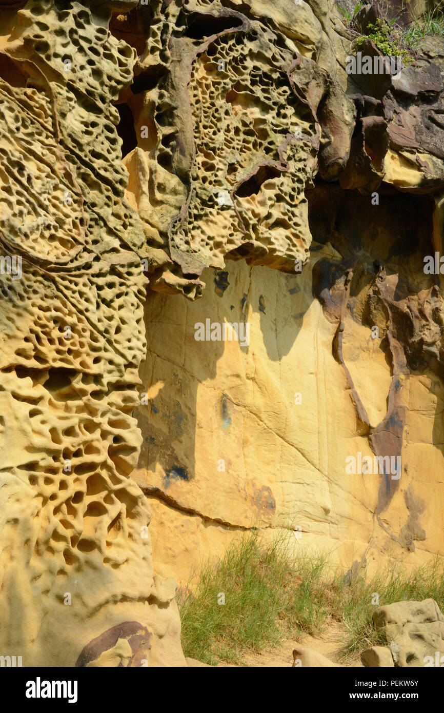 Section of sandstone cliffs at Algeria, Bilbao, Spain Stock Photo