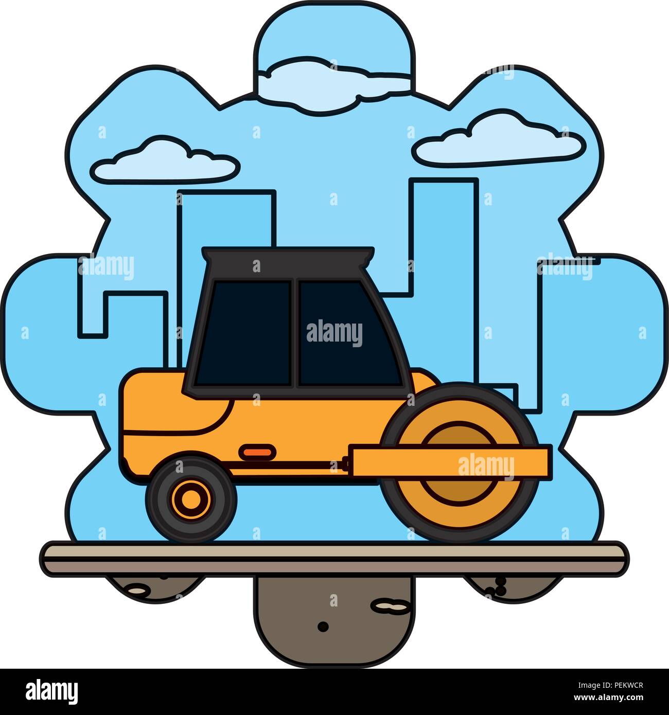color industry road roller equipment construction Stock Vector Image ...
