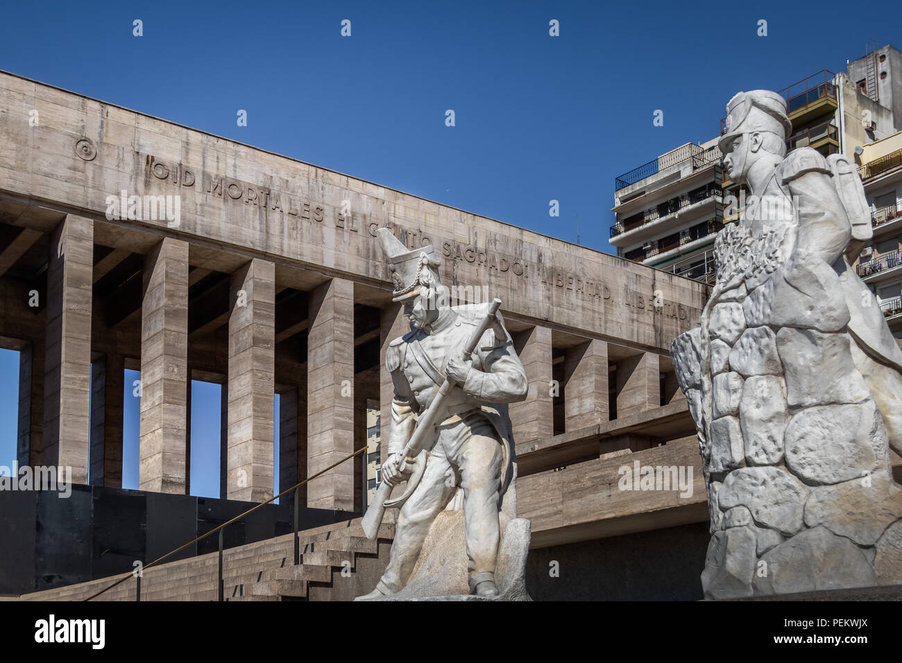 Lola Mora Soldier Sculptures at National Flag Memorial (Monumento Nacional a la Bandera) - Rosario, Santa Fe, Argentina Stock Photo