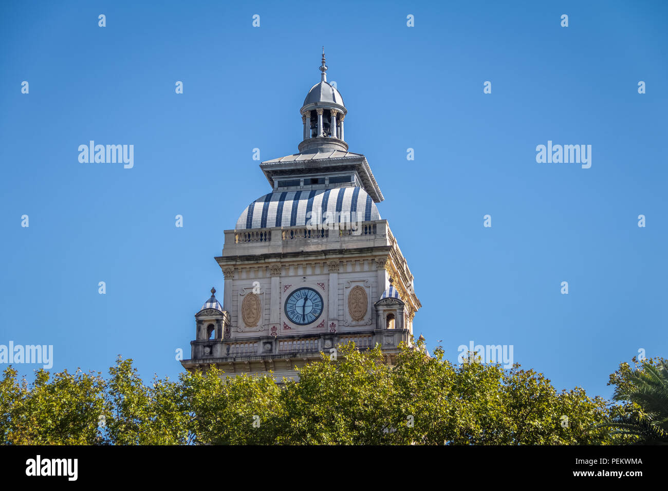 Clock Tower near San Martin Square - Rosario, Santa Fe, Argentina Stock Photo