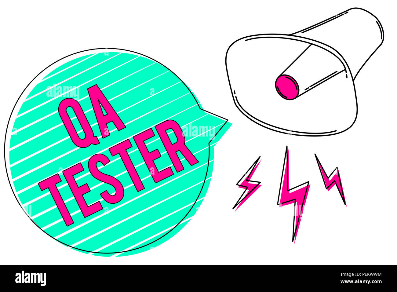 conceptual hand writing showing qa tester business photo showcasing quality assurance of an on going project before implementation megaphone green sp stock photo alamy alamy