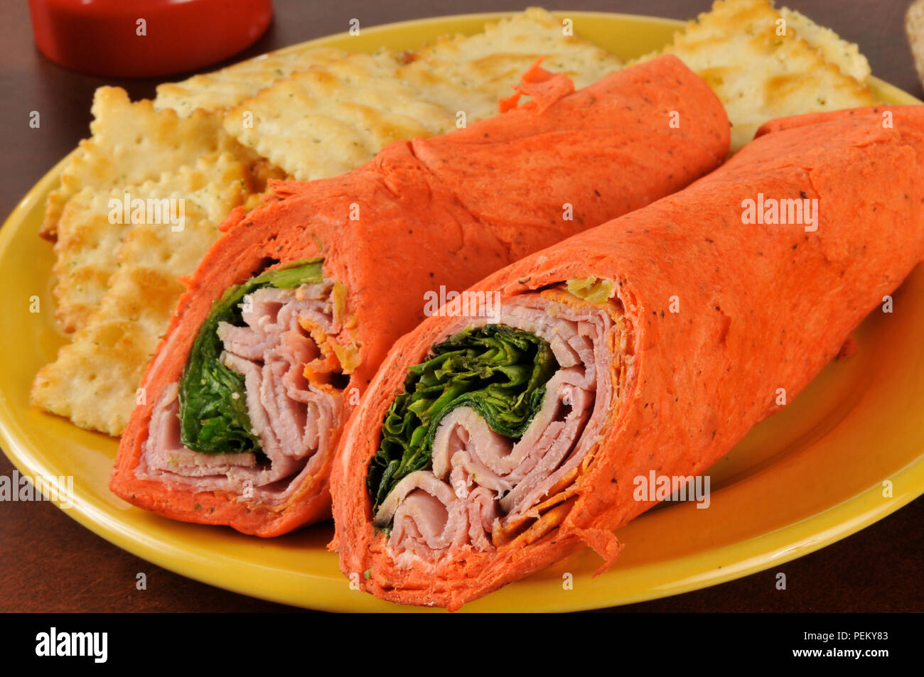 Tuscan recipe wrap sandwich with toasted chips Stock Photo Alamy