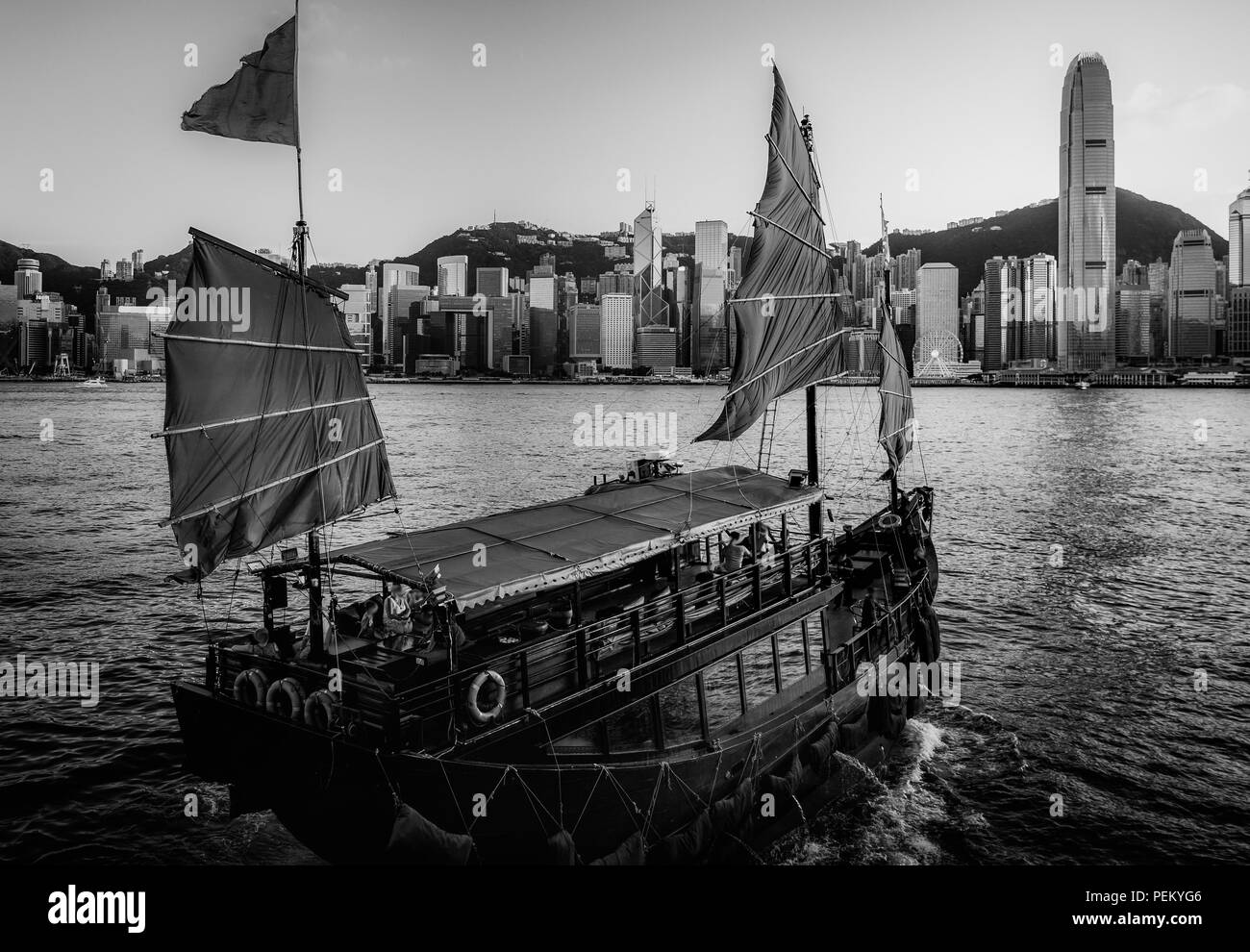 Hong Kong Harbor View with B&W color Stock Photo Alamy