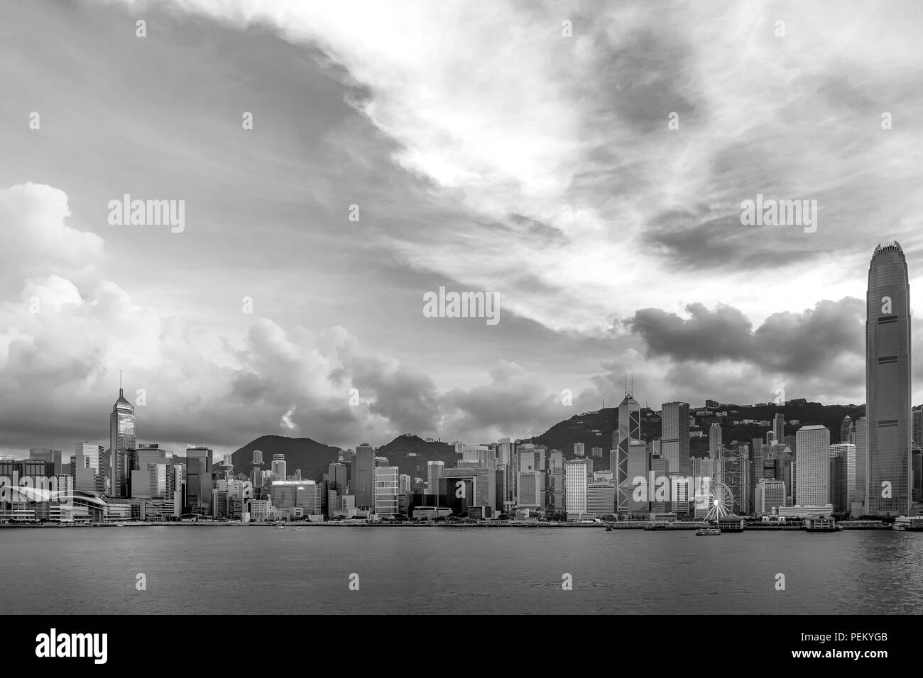 Hong Kong Harbor View with B&W color Stock Photo Alamy