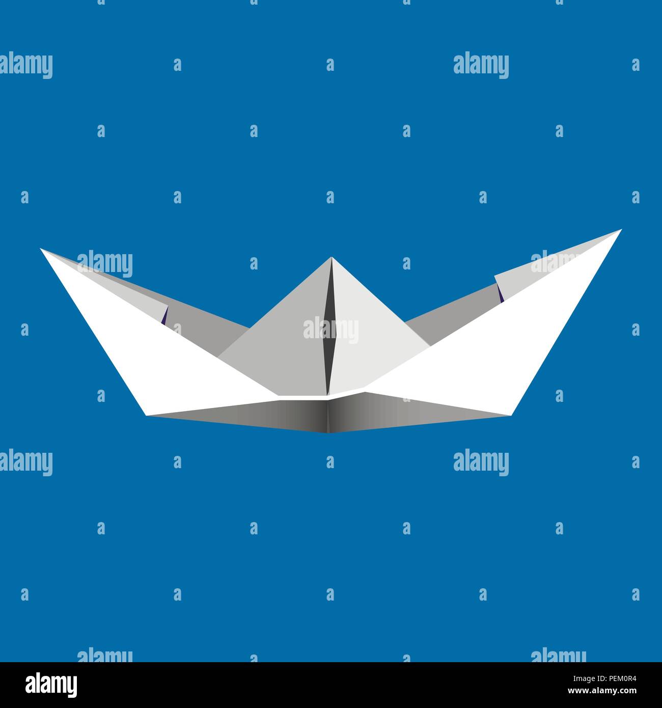 Origami paper white boat Stock Vector