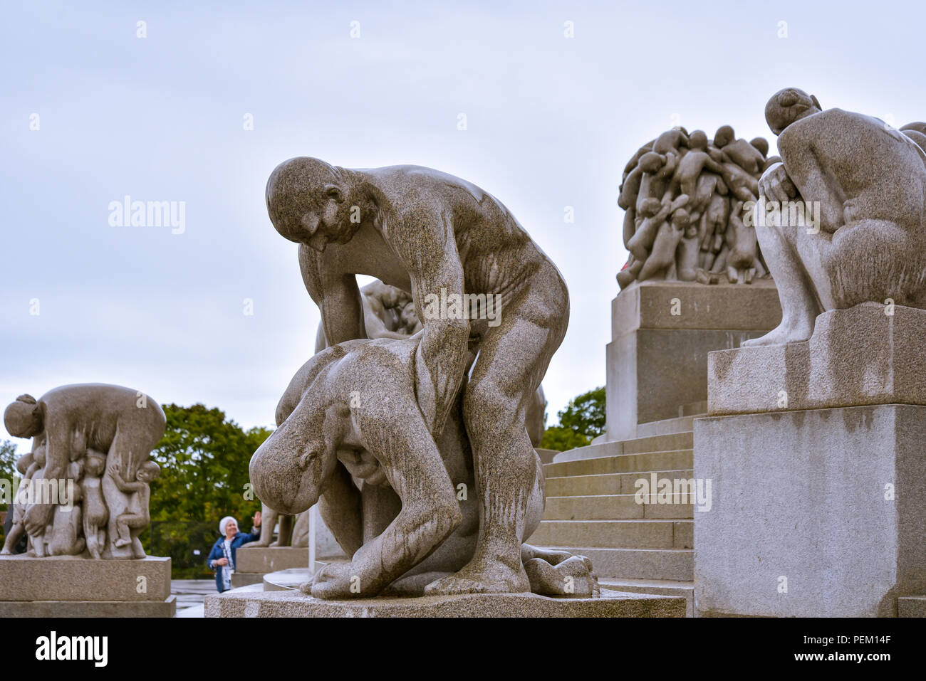 Oslo, Norway - Aug. 12, 2018: Sculptures by Gustav Vigeland (1869-1943), a renowned Norwegian sculptor, Frogner Park, Oslo. Stock Photo