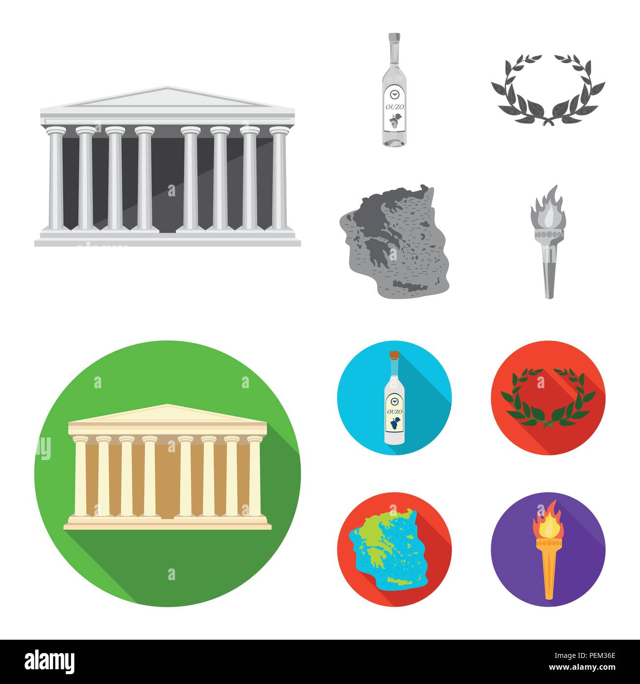 Greece, country, tradition, landmark .Greece set collection icons in