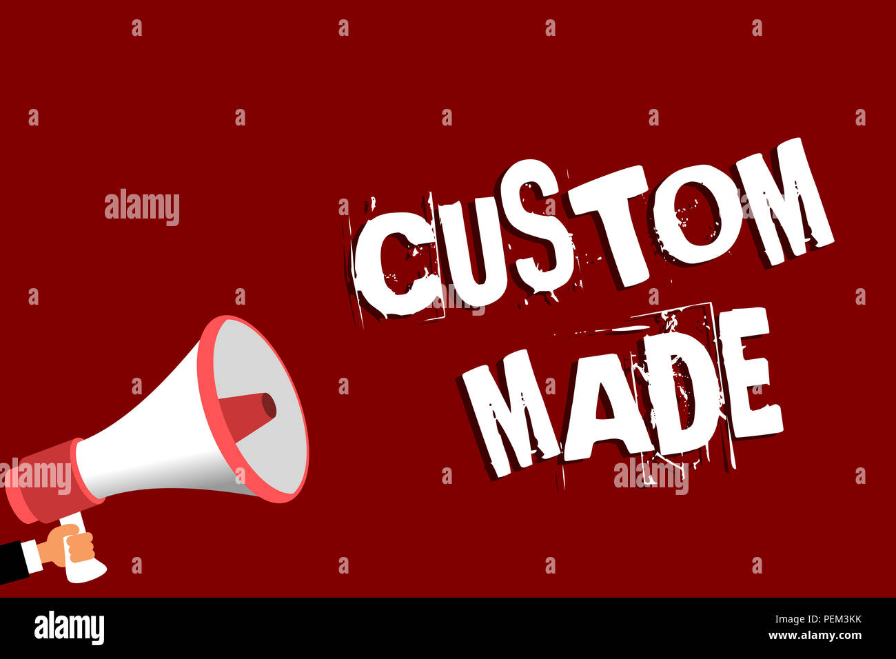Handwriting Text Custom Made Concept Meaning Something Is Done To Order For Particular Customer Organization Man Holding Megaphone Loudspeaker Red Ba Stock Photo Alamy