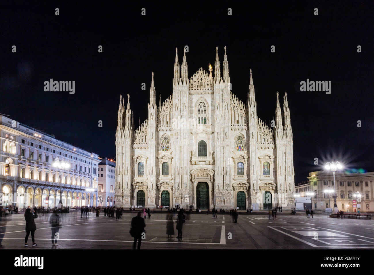 Beautiful Catholic Church Duomo Di Milano illuminated at night from ...