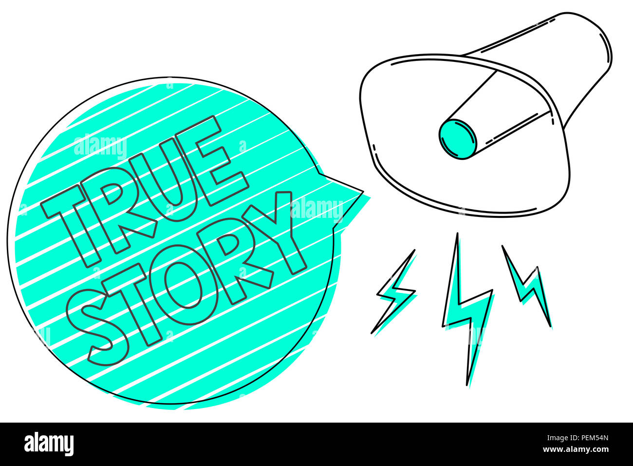 Handwriting Text True Story Concept Meaning The Day To Day Experiences Of An Individual In His Entire Life Megaphone Loudspeaker Green Speech Bubble Stock Photo Alamy
