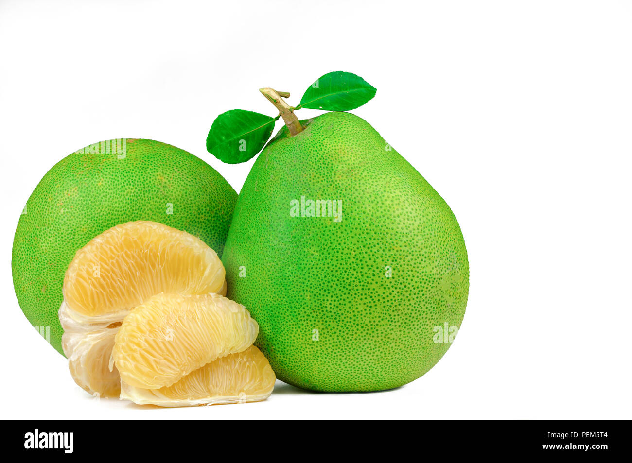 Pomelo pulp without seeds isolated on white background. Thailand pomelo
