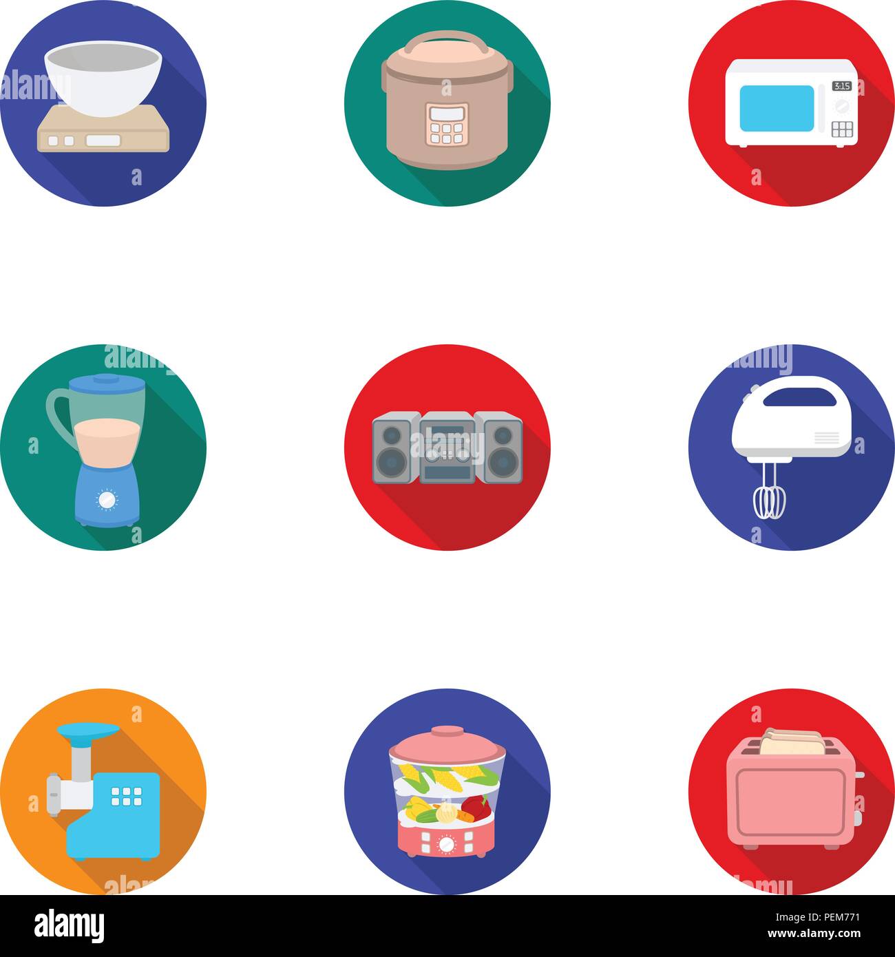 Household appliances set icons in flat style. Big collection of ...
