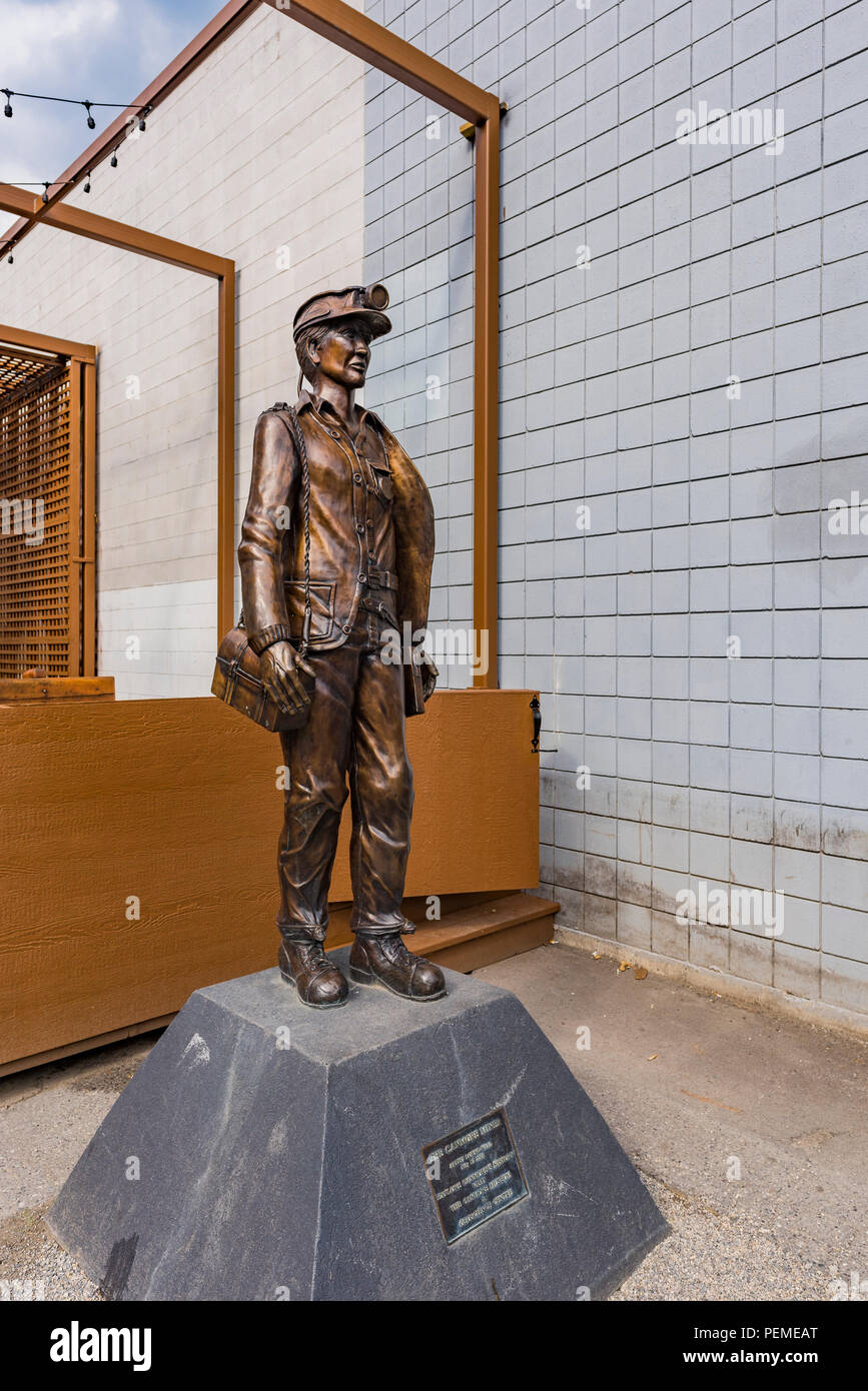 The Canmore Miner statue by artist Lorne Wall, Canmore, Alberta, Canada