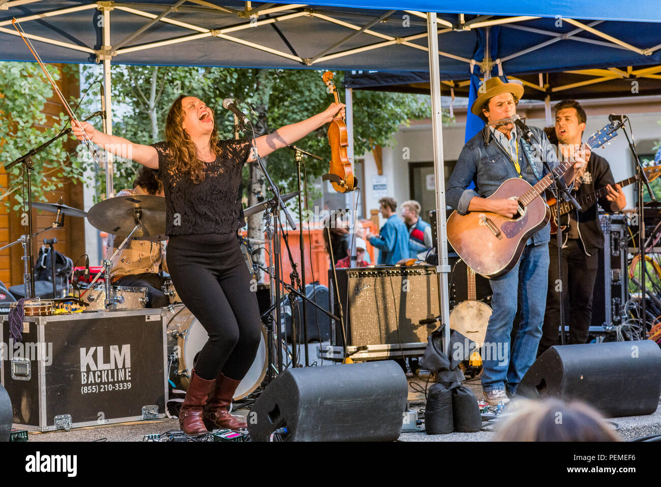 The Mammals band  performing at Canmore Folk Music Festival, Canmore, Alberta, Canada Stock Photo