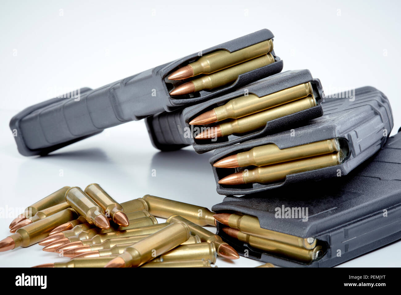 AR 15 full metal jacket ammunition with magazines loaded isolated on white  Stock Photo - Alamy