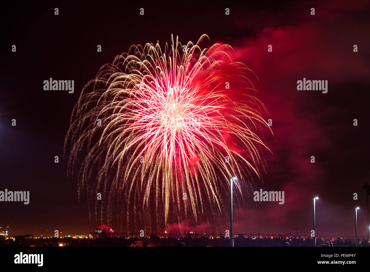 4th of July fireworks over the Huntington Beach Pier Stock Photo Alamy