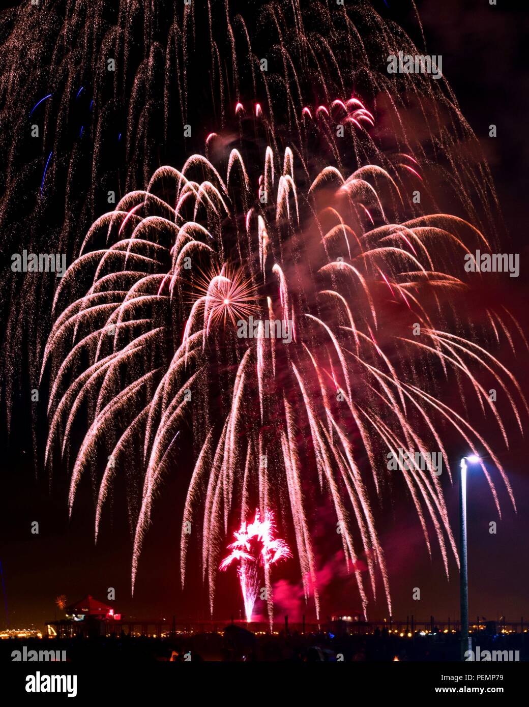 4th of July fireworks over the Huntington Beach Pier Stock Photo Alamy