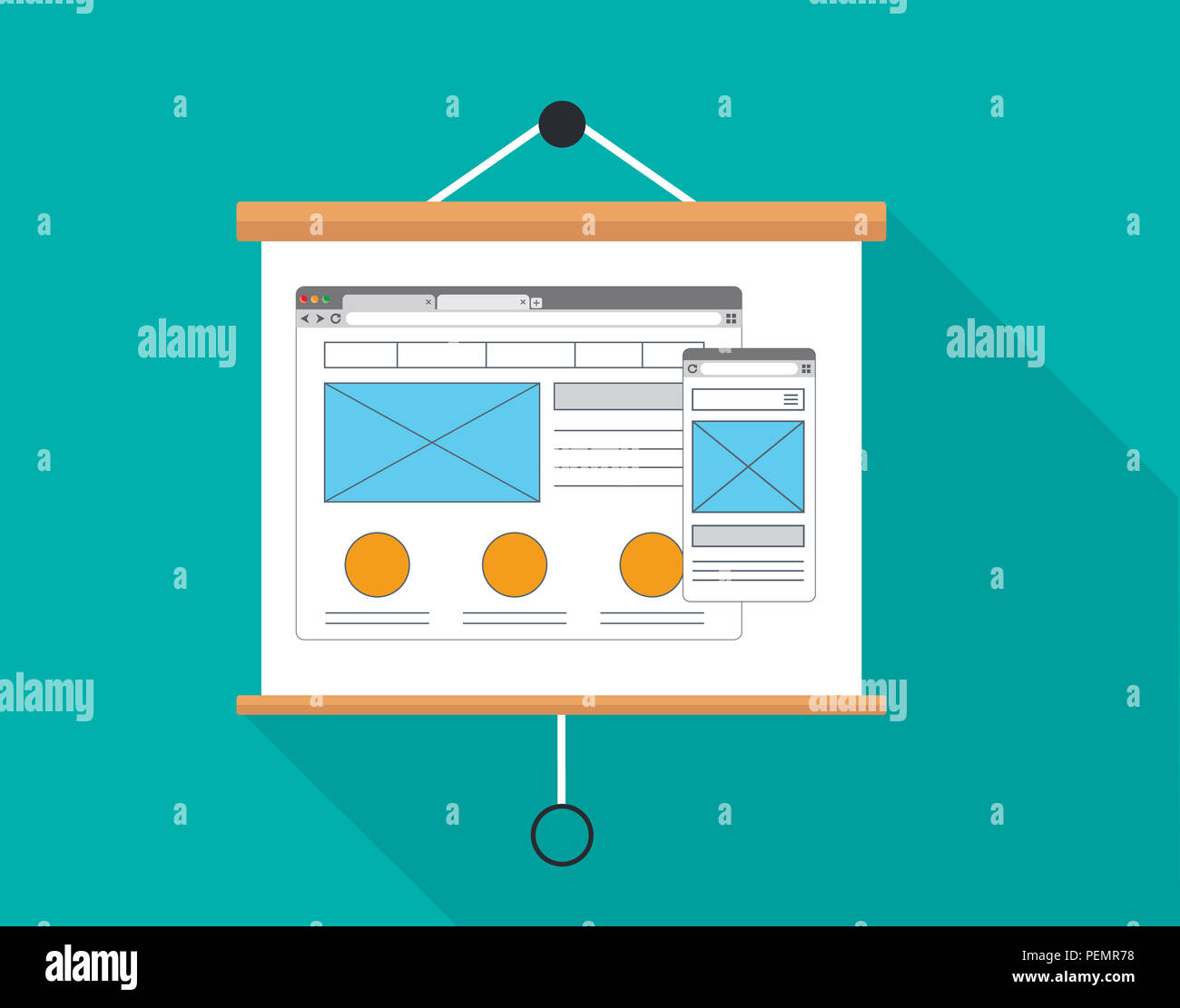 ux user experience presentation board design vector illustration Stock ...