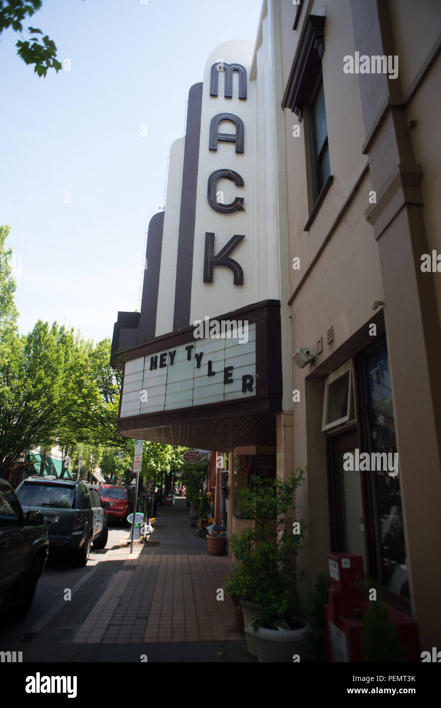 MCMINNVILLE, OREGON JUNE 6TH 2017, the historic Mack Theater sign and